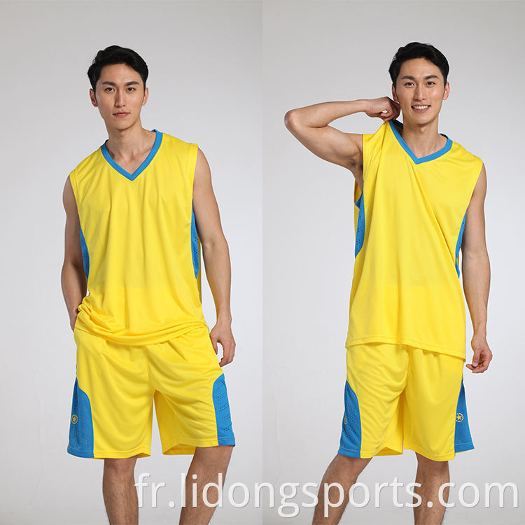 uniformes de basket-ball sublimation en jersey réversible design couleur de basket-ball bleu